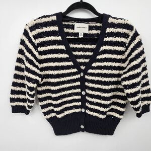 INDUSTRY Black and Cream Striped V-Neck Cardigan